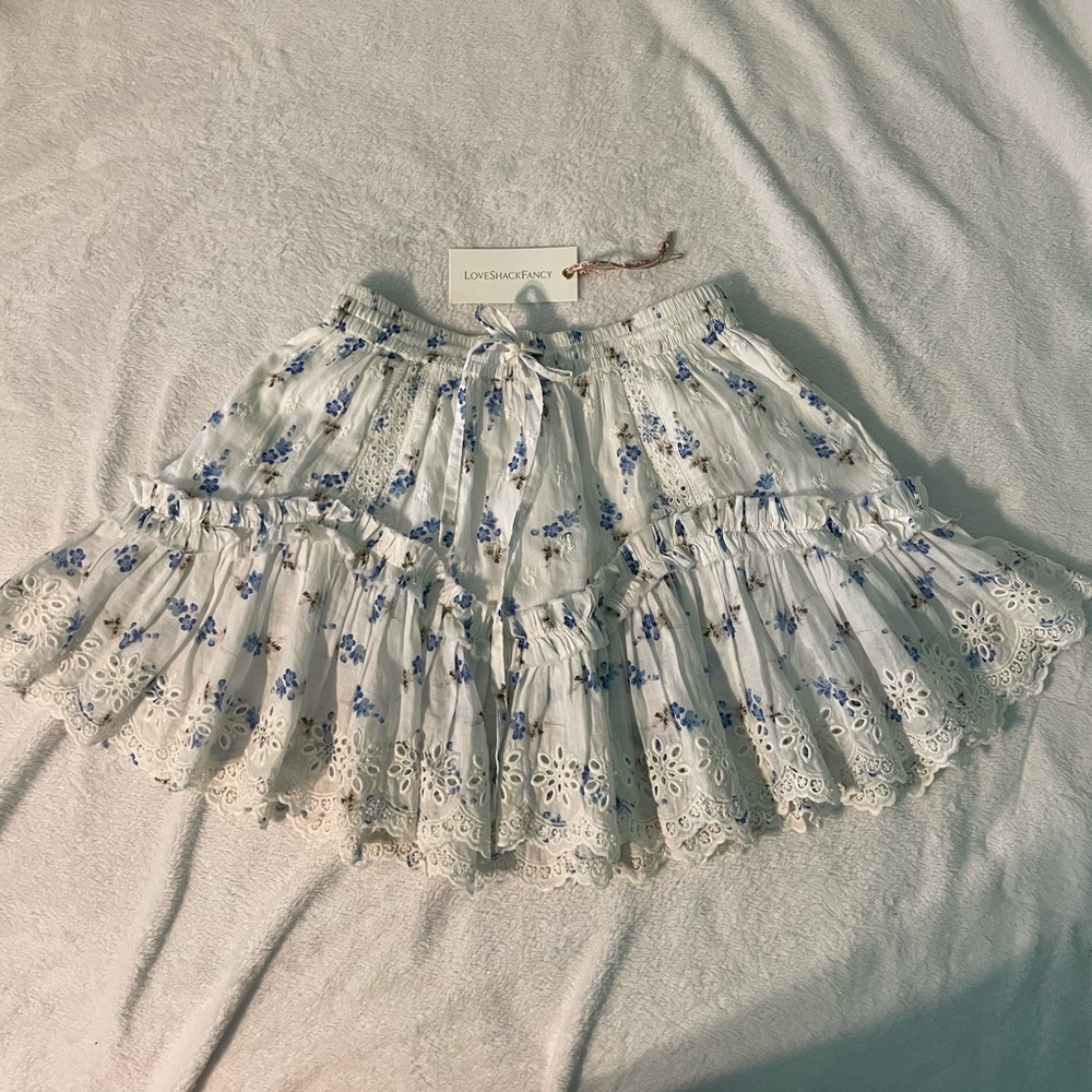 Love shack fancy Becca skirt brilliant blue xs